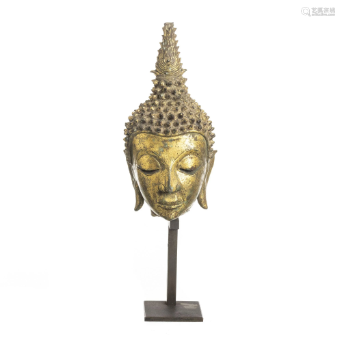 Thai Lanna gilt bronze Buddha head
