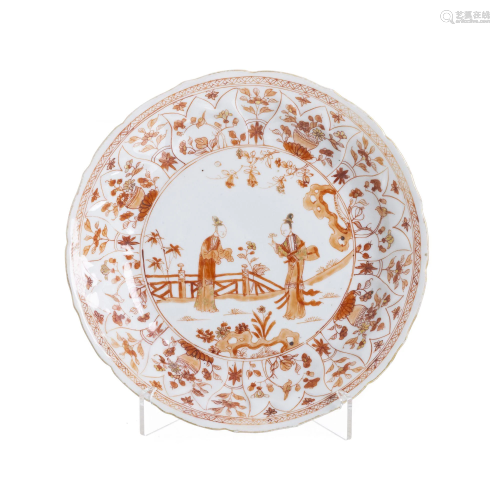 Chinese porcelain 'rouge de fer' plate, Kangxi
