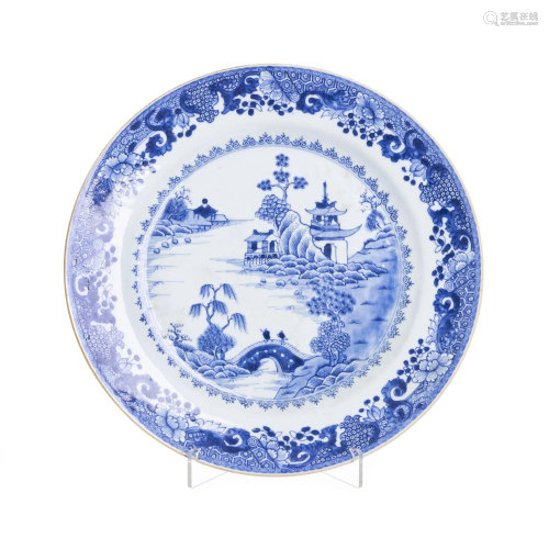 Large Chinese pagoda Porcelain Plate, Qianlong