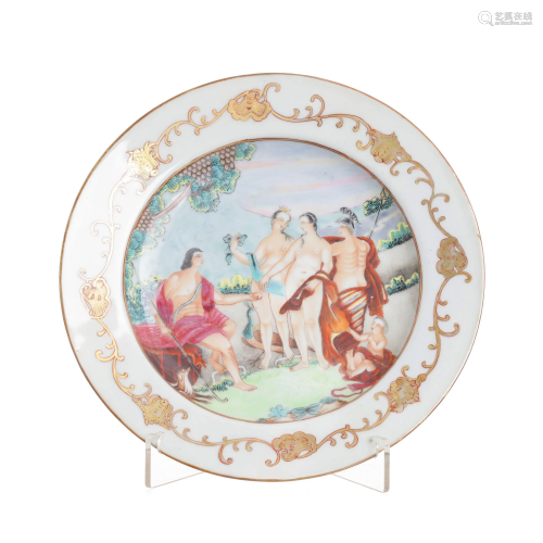 Chinese porcelain 'Judgment of Paris' plate, Qianlong