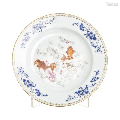 Chinese porcelain 'carp' plate, Qianlong