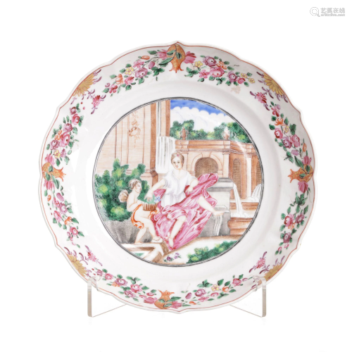 European Subject Chinese Porcelain Plate, Qianlong