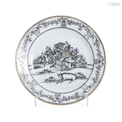 Euroean Subject 'Nativity' plate in Chinese porcelain,
