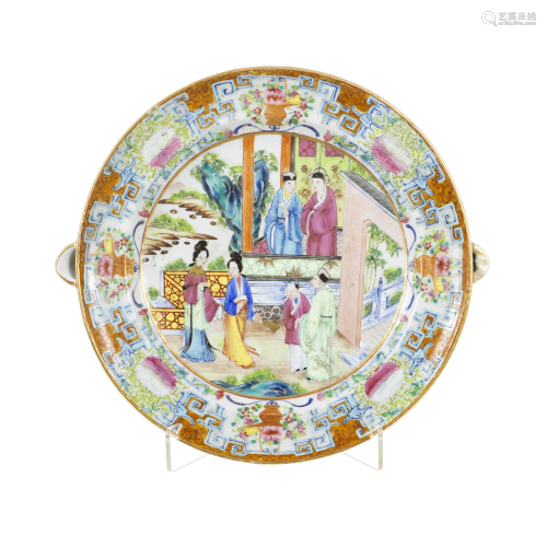 Chinese porcelain 'mandarin' rechaud plate, Daoguang