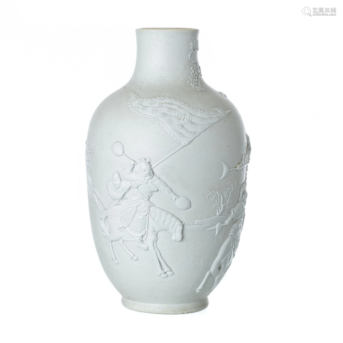 Large Chinese monochrome porcelain warrior vase,