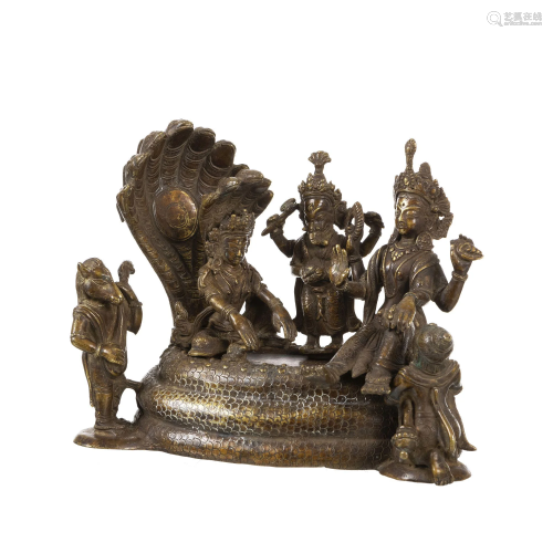 Hindu bronze sculptural group, 19thC