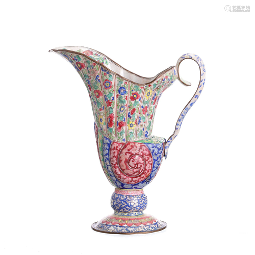 Chinese nautilus enamel ewer, 18thC