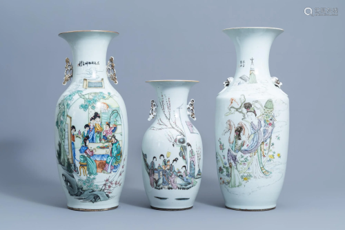 Three various Chinese famille rose vases with