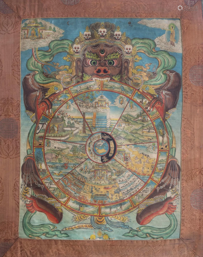 A 'Bhavacakra' thangka of a 'Wheel of life' thangka,