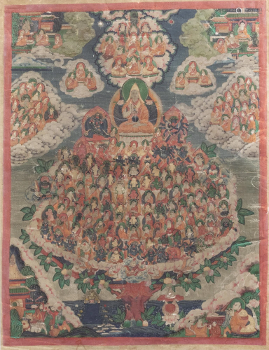 A 'genealogical tree' thangka, Tibet or Nepal, 19th C.