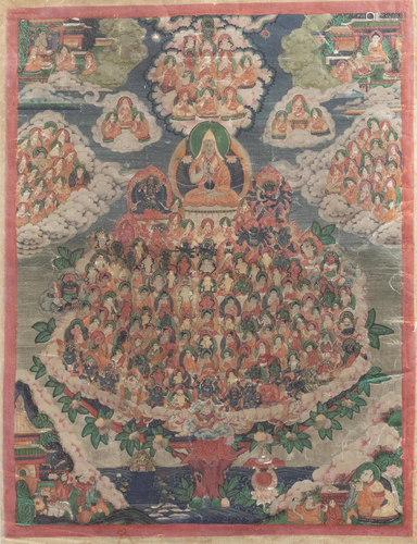 A 'genealogical tree' thangka, Tibet or Nepal, 19th C.