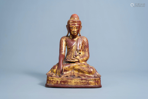 A large gilt and lacquered bronze Buddha figure, Burma,