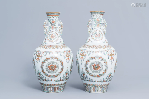 A pair of Chinese doucai vases vases with floral