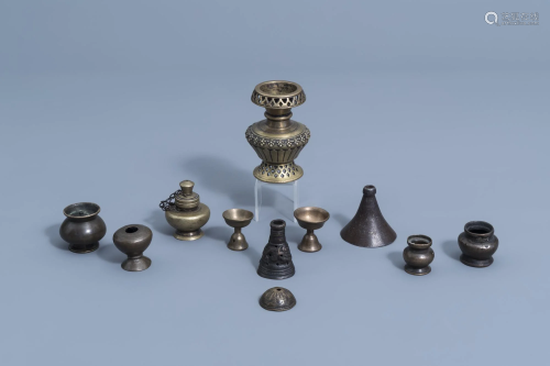 A varied collection of Tibetan bronze and brass