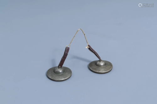 A pair of Tibetan metal tingsha's, 19th/20th C.