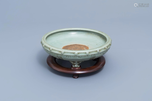 A Chinese Longquan celadon 'trigram' incense burner,