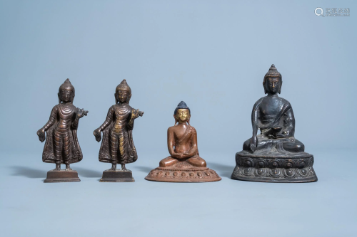 Four bronze figures of Buddha, China and Southeast