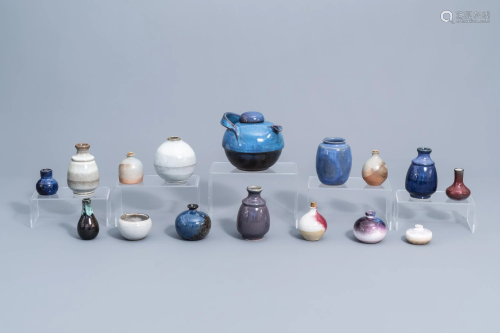 A varied collection of studio pottery, various origins,
