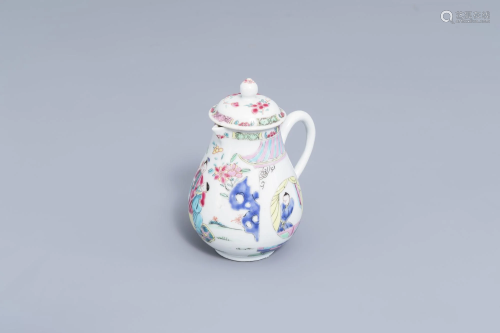A Chinese famille rose milk jug with figures, Yongzheng