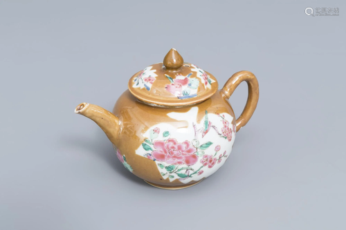 A Chinese famille rose Batavian ware teapot and cover