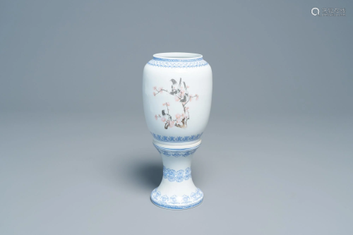 A Chinese eggshell porcelain lantern with magpies, 20th