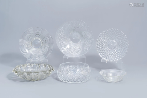 Six fruit bowls in clear glass and crystal, a.o. Val