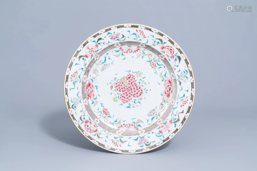 A Chinese famille rose charger with floral design,