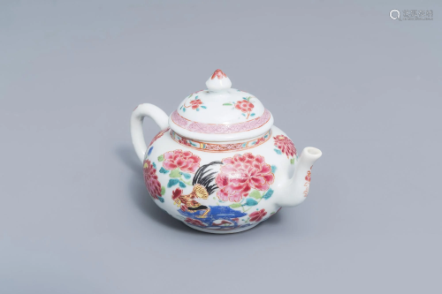 A Chinese famille rose 'rooster' teapot and cover,