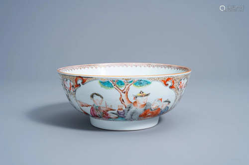 A Chinese famille rose 'Mandarin' bowl, Qianlong