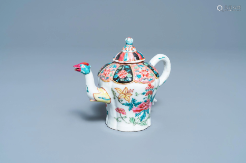 A Chinese famille rose phoenix spouted teapot and cover