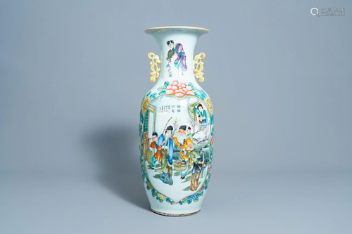 A Chinese famille rose double design vase, 19th/20th C.