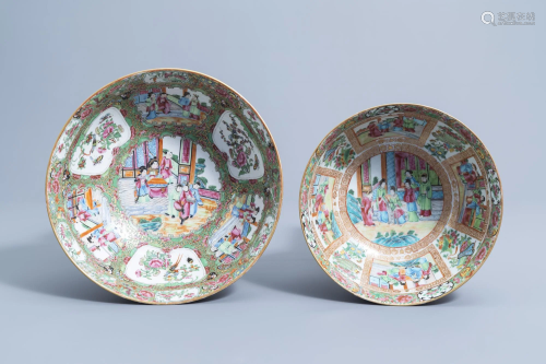 Two Chinese Canton famille rose bowls, 19th C.
