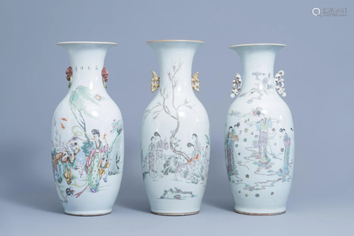 Three various Chinese qianjiang cai vases, 19th/20th C.