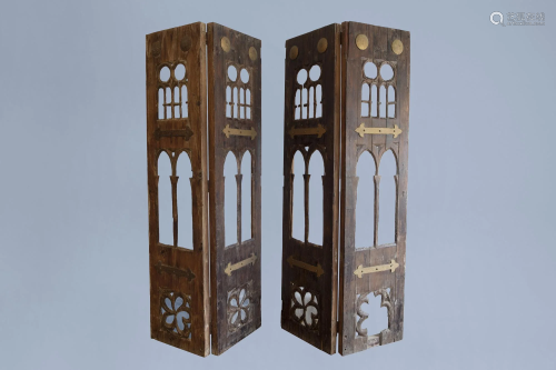 A pair of French Gothic Revival wooden doors, first