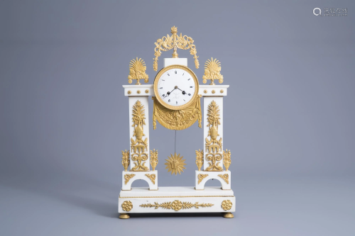 A French Neoclassical gilt bronze mounted white marble
