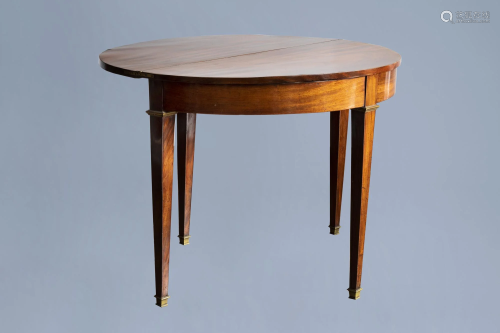 A French Directoire wood 'demi lune' console table, ca.