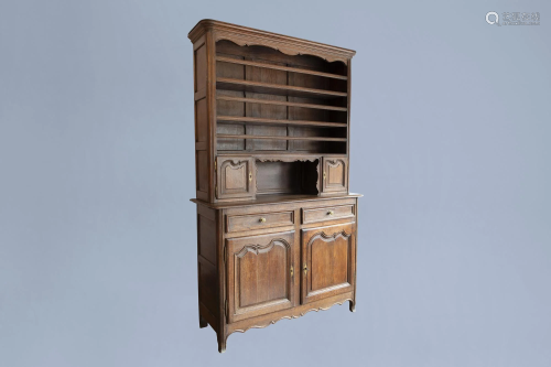 A French oak wooden Louis XV style vaisselier dresser,