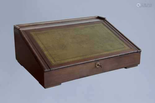 An English Victorian wooden writing box with interior