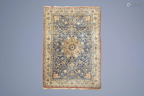 An Oriental rug with floral design, silk on cotton,