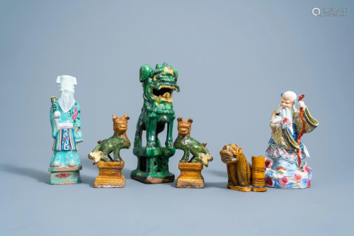 A varied collection of Chinese sancai glazed lions and