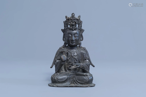 A Chinese bronze figure of Buddha, Ming