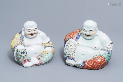 Two Chinese famille rose figures of Buddha, 20th C.