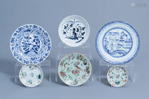 A varied collection of Chinese blue, white and famille