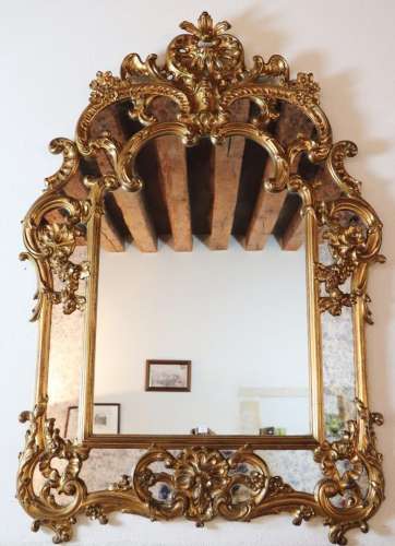 Miroir à parecloses en bois doré Style Régence H_144 cm L_97...