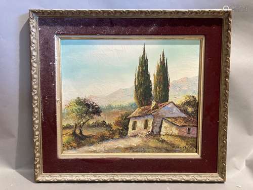 École moderne, Paysage de Provence. Huile sur toile. 46 x 58...