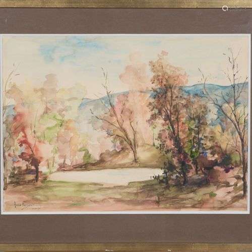 Anne Faisant, Paysage d'automne. Aquarelle sur papier. A vue...