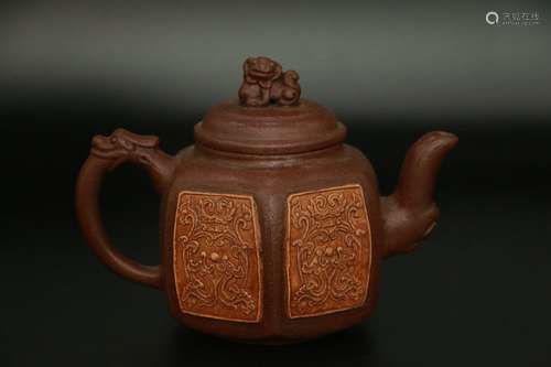 chinese relief-moulded teapot