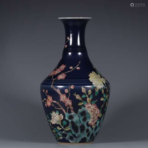 chinese blue glazed enamel porcelain vase