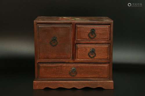 chinese huali wood box inlaid with gems