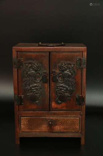 chinese huali wood miniature wardrobe